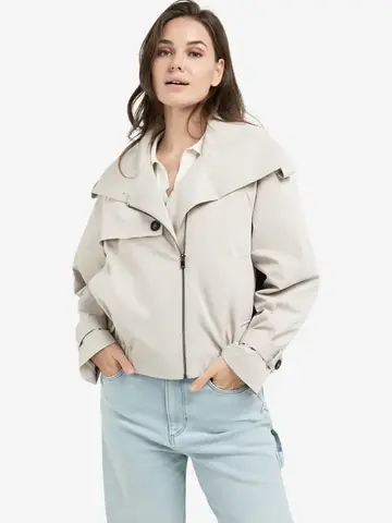 Yaya Short Bomber Jacket with Trench Slate Grey