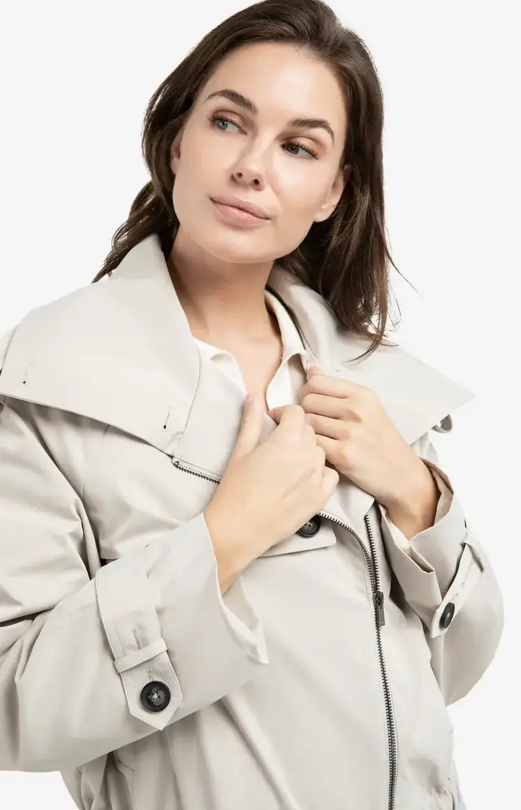 Yaya Short Bomber Jacket with Trench Slate Grey