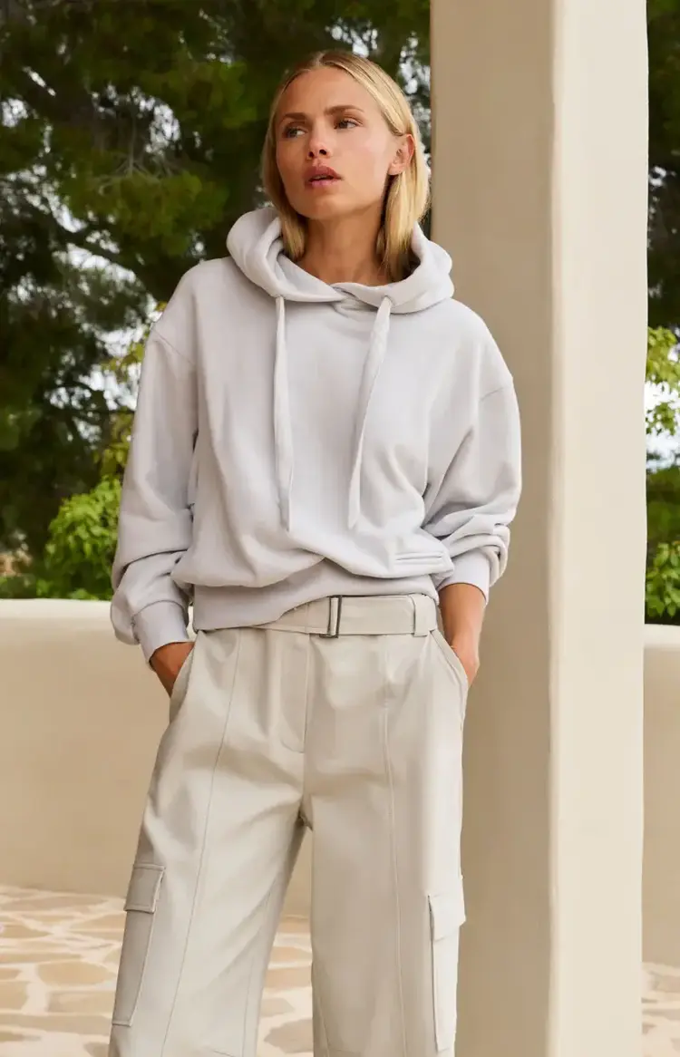 Yaya Hoodie with Drawstring Vapor Blue Grey