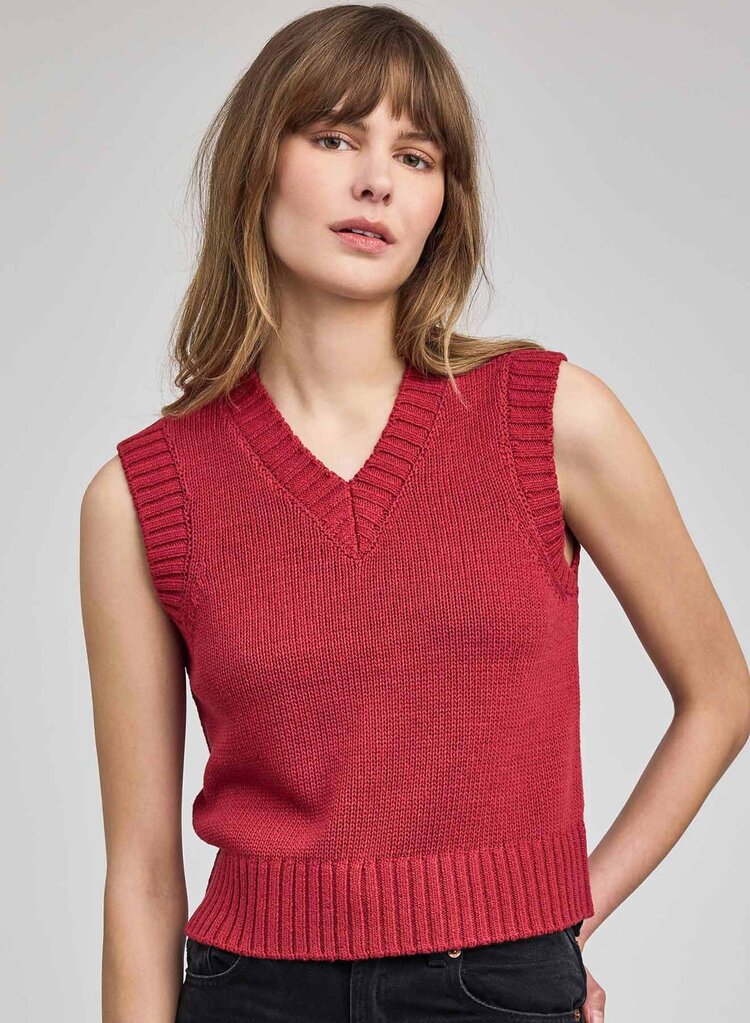 Gentle Fawn Pippa Vest Knit V-Neck Garnet
