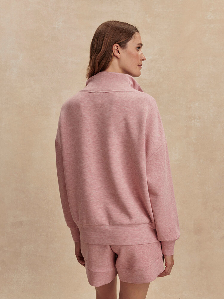 Varley Hawley Half Zip Sweatshirt Rose Marl