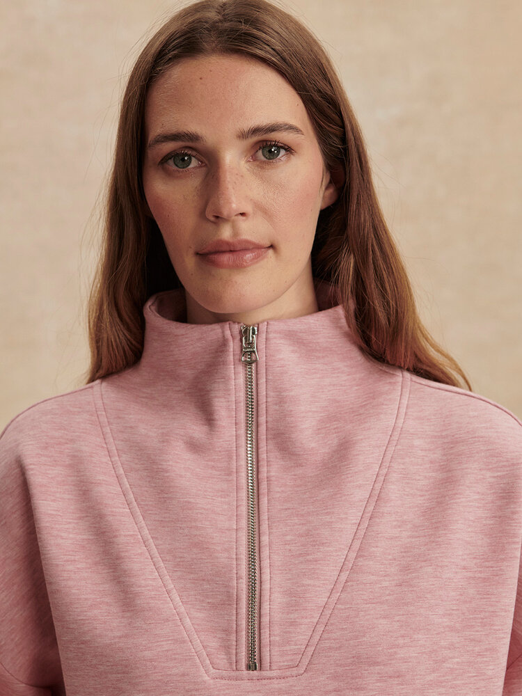 Varley Hawley Half Zip Sweatshirt Rose Marl