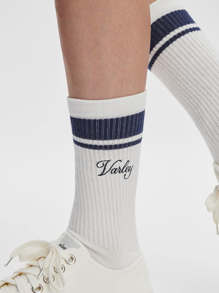 Varley Lamar Club Stripe Sock White/Blue Nights