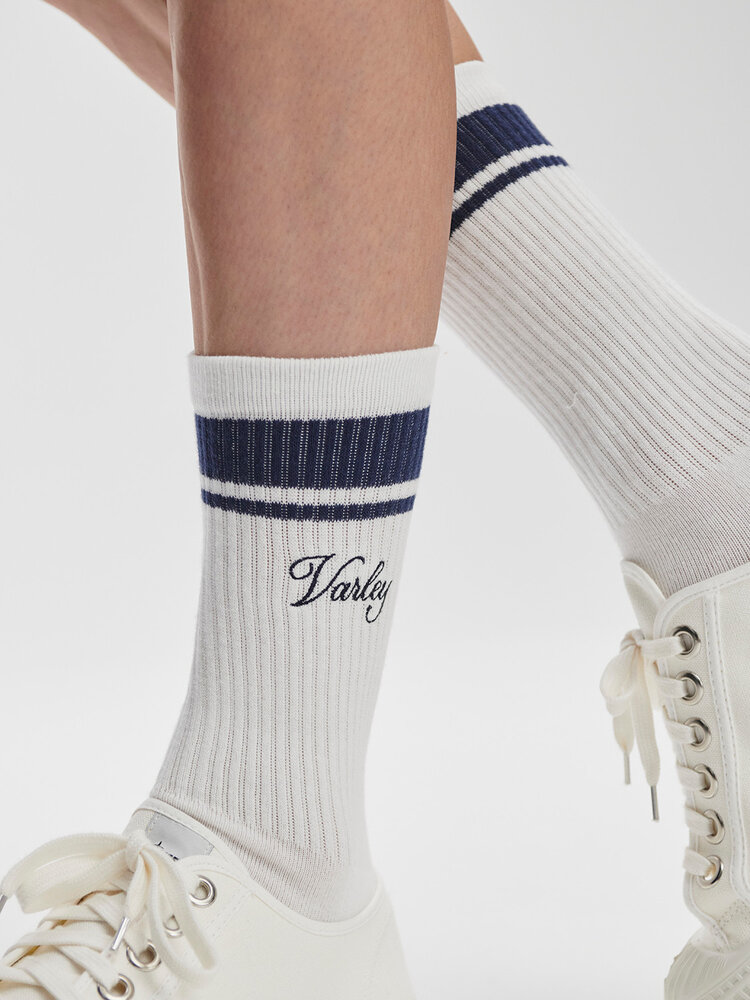 Varley Lamar Club Stripe Sock White/Blue Nights