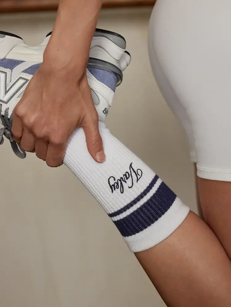 Varley Lamar Club Stripe Sock White/Blue Nights