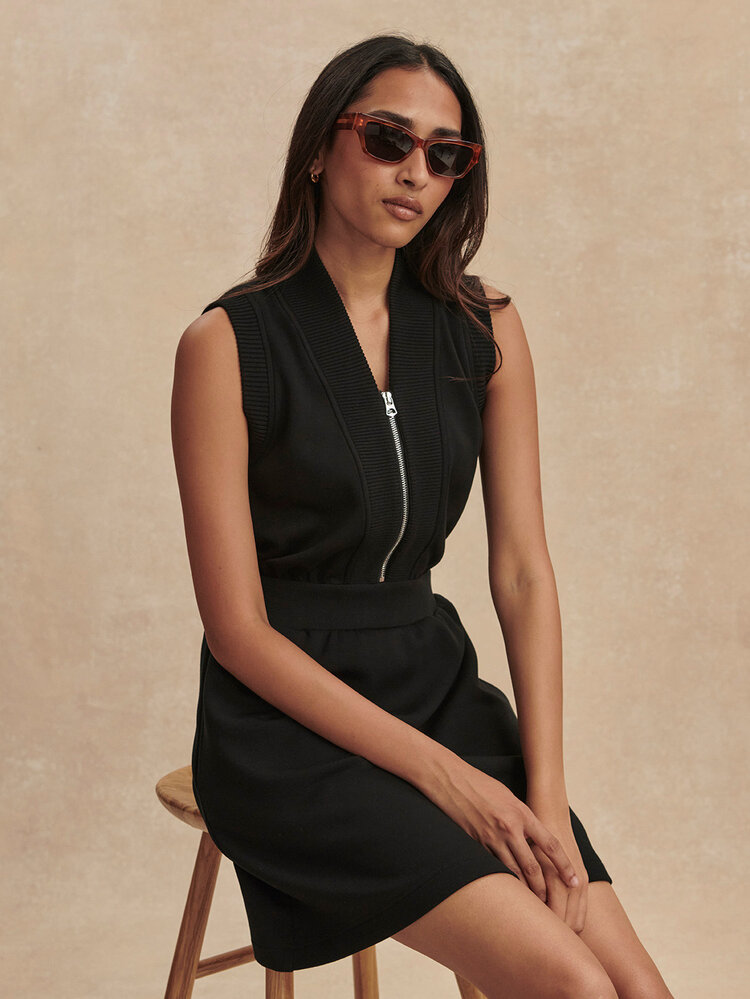 Varley Polyanna Half Zip Dress Black