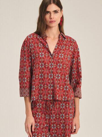 Velvet Micah Handkerchief Printed Cambric Top Rouge