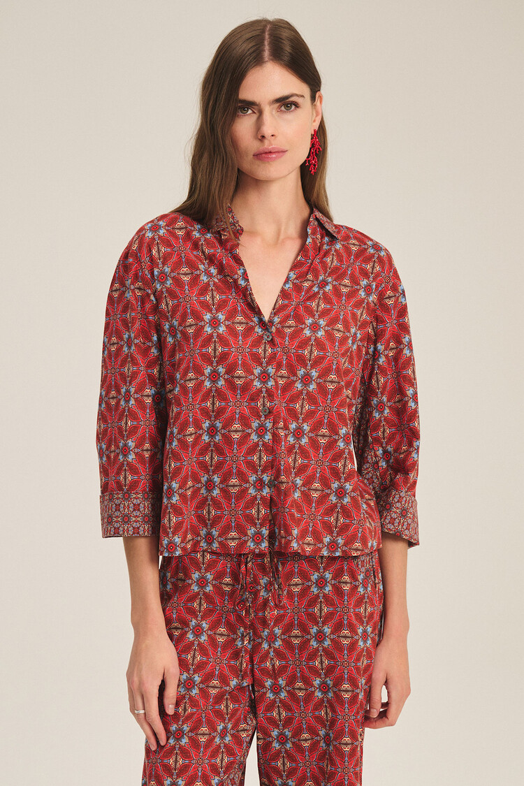 Velvet Micah Handkerchief Printed Cambric Top Rouge