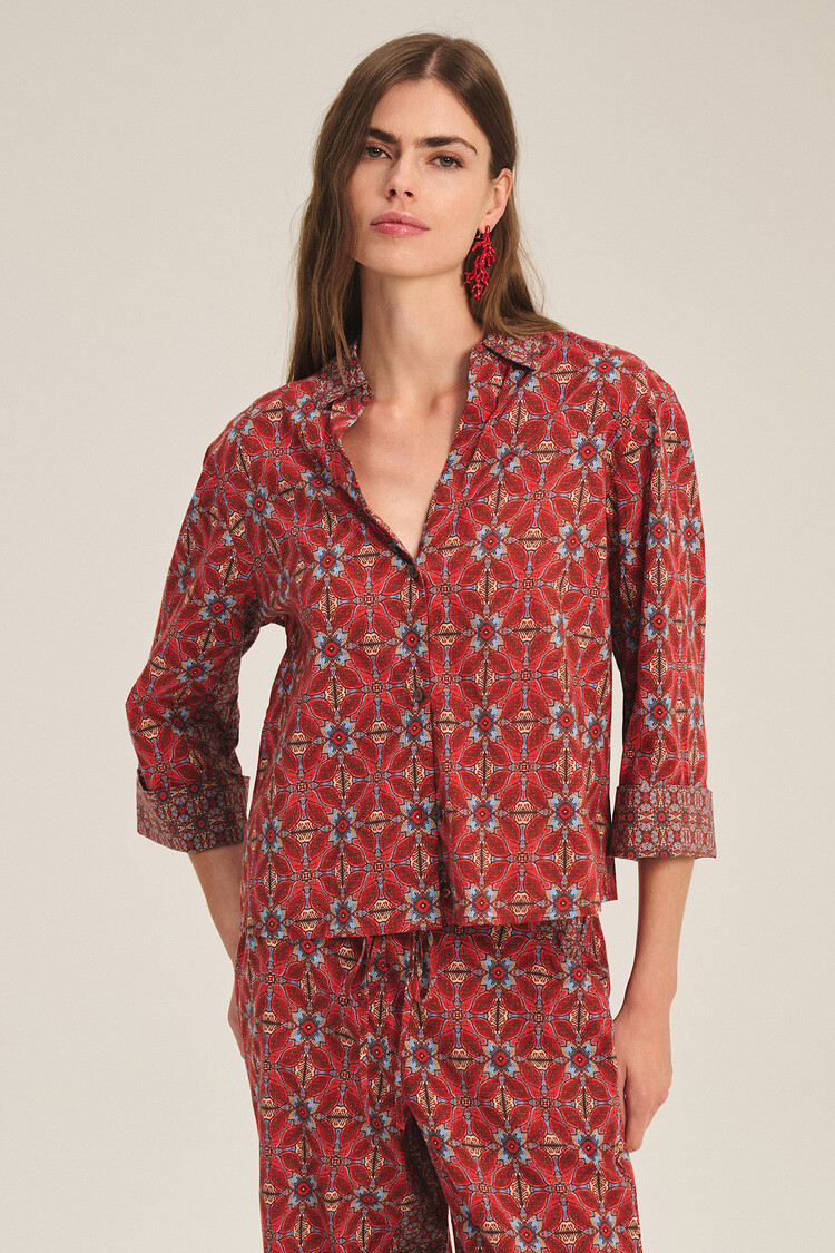 Velvet Micah Handkerchief Printed Cambric Top Rouge