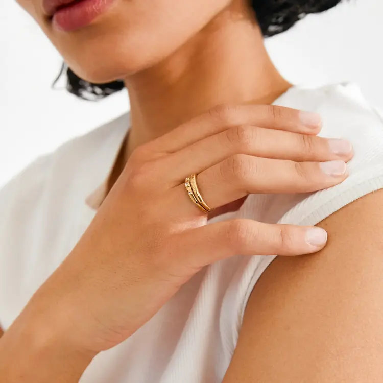 Pilgrim Jewellery FIRE Rings 2-in-1 Set, Gold Plated