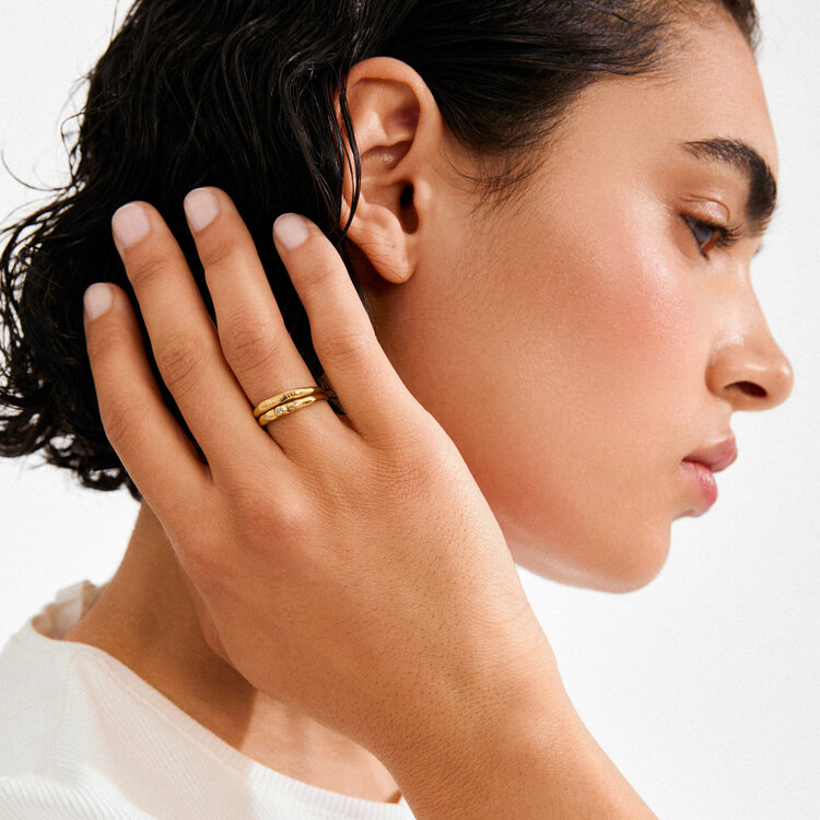 Pilgrim Jewellery FIRE Rings 2-in-1 Set, Gold Plated