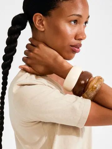 Pilgrim Jewellery AASE Maxi Bangle Marble Beige