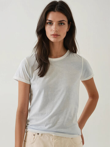 Patrick Assaraf Pima Reverse Spray Classic Crew Neck Shirt Blue Bell