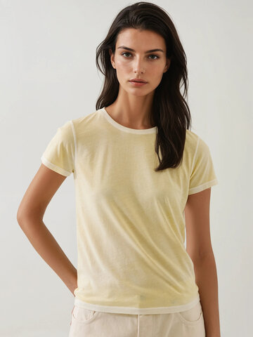 Patrick Assaraf Pima Reverse Spray Classic Crew Neck Shirt Fondue