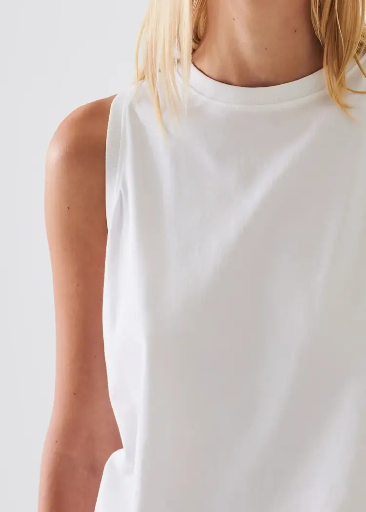Patrick Assaraf Pima Cotton Stretch Boyfriend Tank White