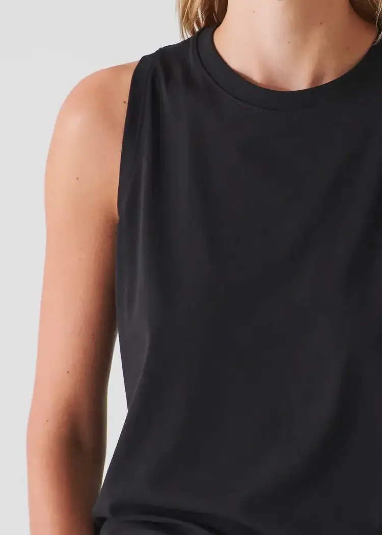 Patrick Assaraf Pima Cotton Stretch Boyfriend Tank Black