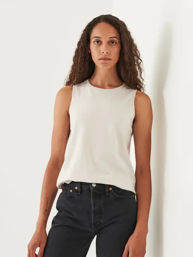Patrick Assaraf Pima Cotton Stretch Boyfriend Tank Nude