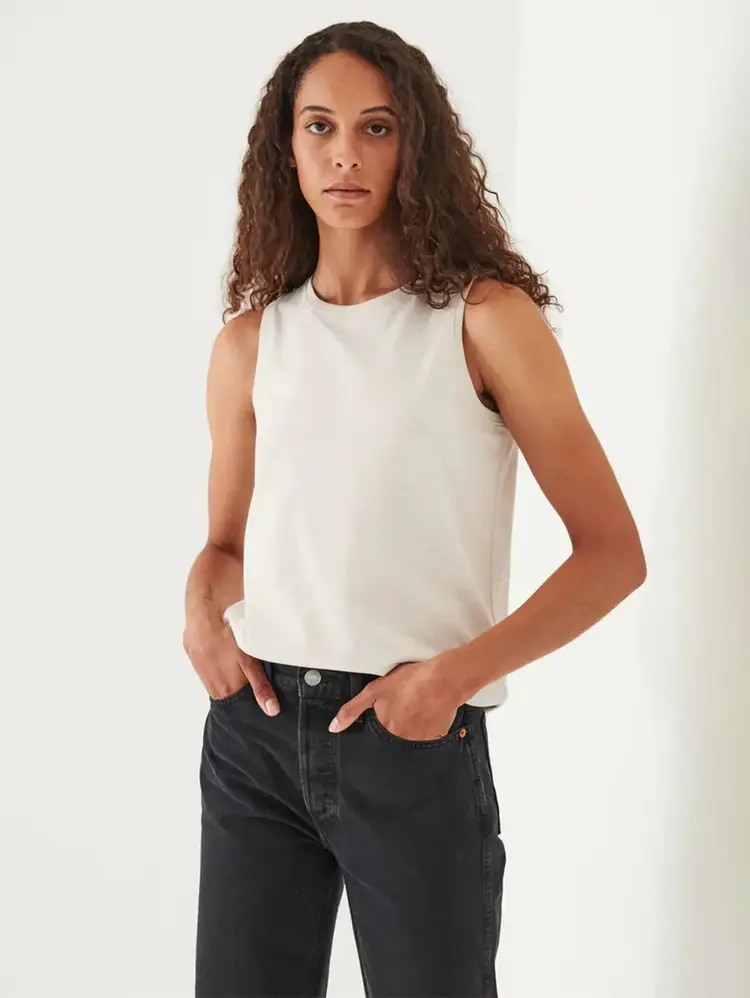 Patrick Assaraf Pima Cotton Stretch Boyfriend Tank Nude