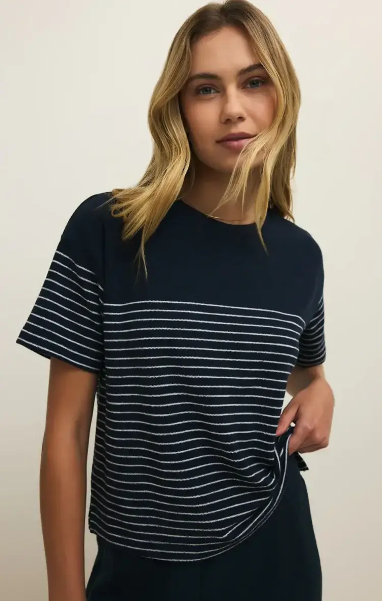 ZSupply Harbor Textured Knit Top Eclipse Stripe