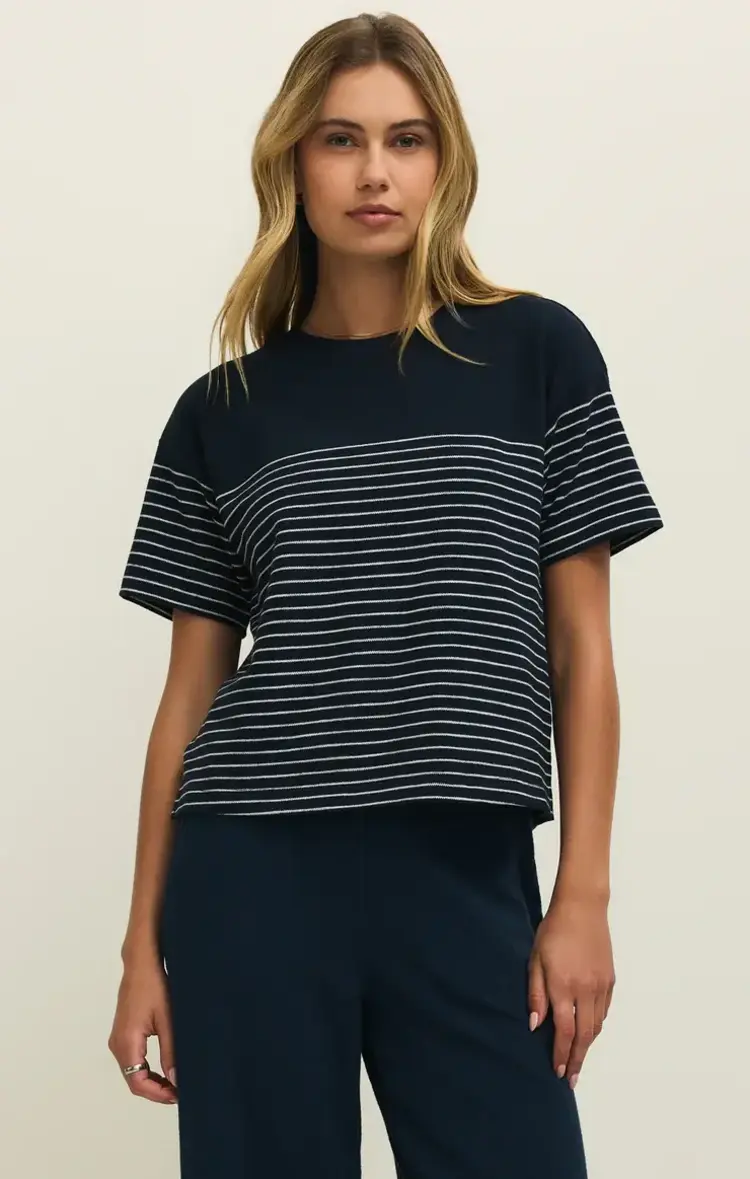 ZSupply Harbor Textured Knit Top Eclipse Stripe