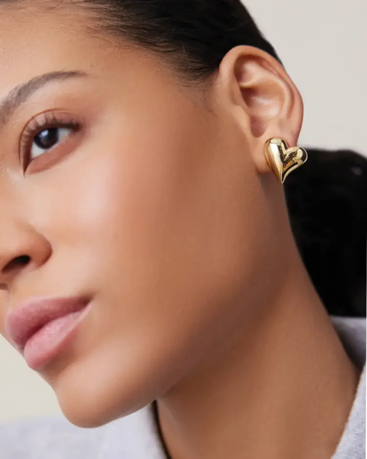 Jenny Bird Art Heart Symmetrical Button Earrings