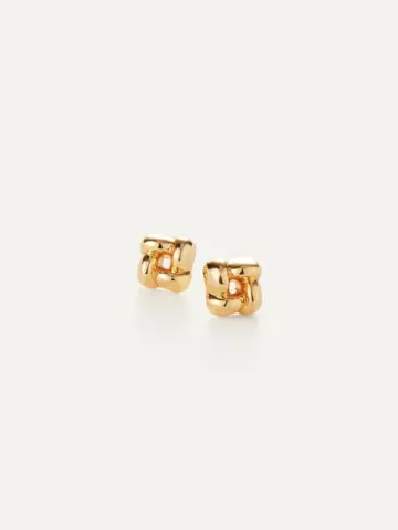 Jenny Bird Mini Woven Square Earrings Gold