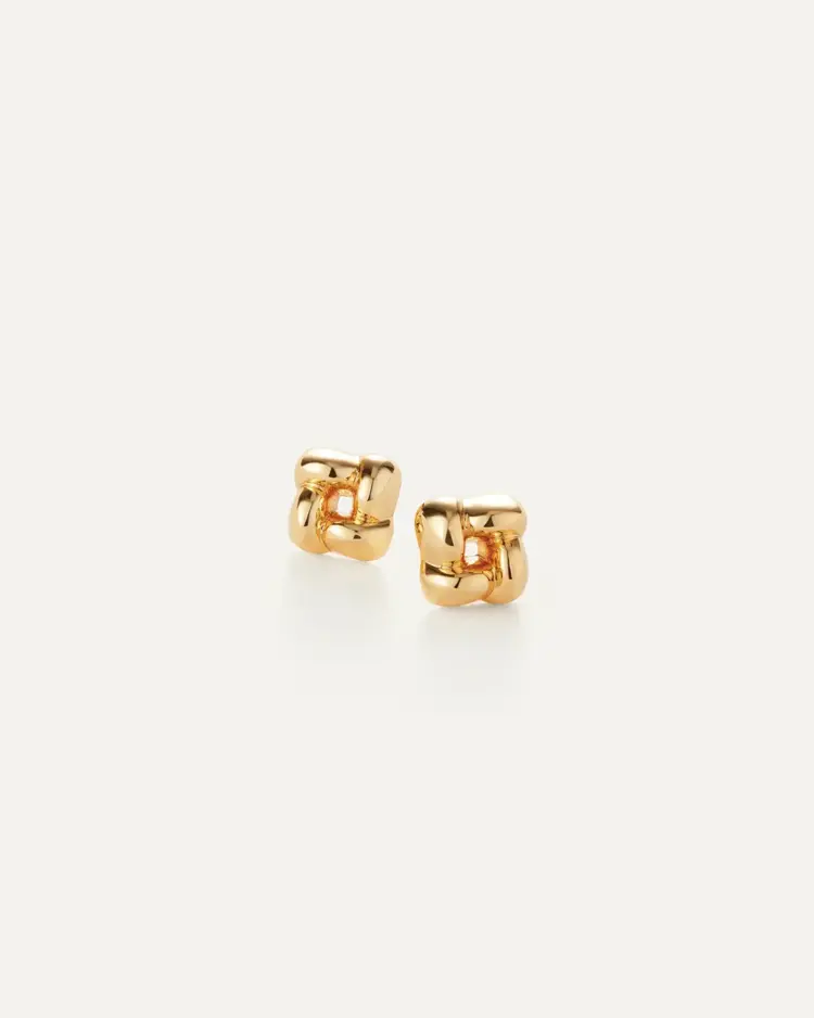 Jenny Bird Mini Woven Square Earrings Gold