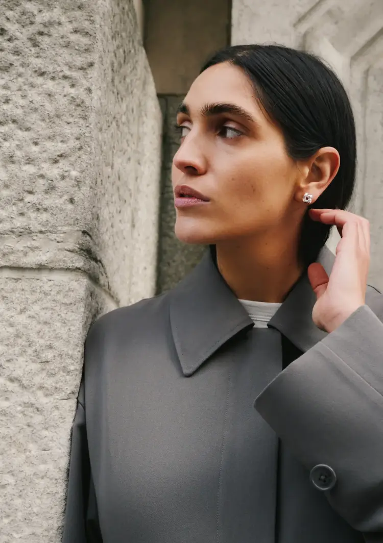 Jenny Bird Mini Woven Square Earrings Silver