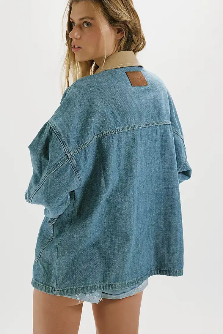 Free People Lemon Denim Jacket Berry Blues