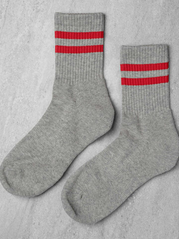 Unified Socks Gym Socks Grey Red Stripe
