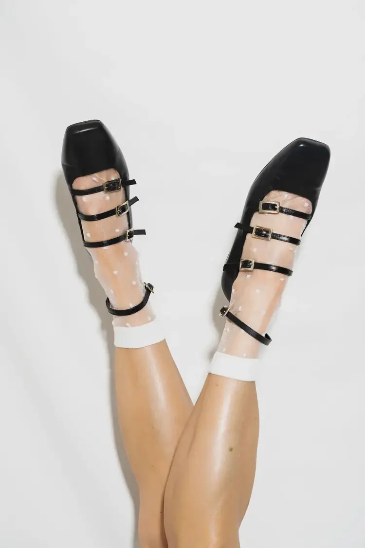 Unified Socks Sheer Dots Socks White