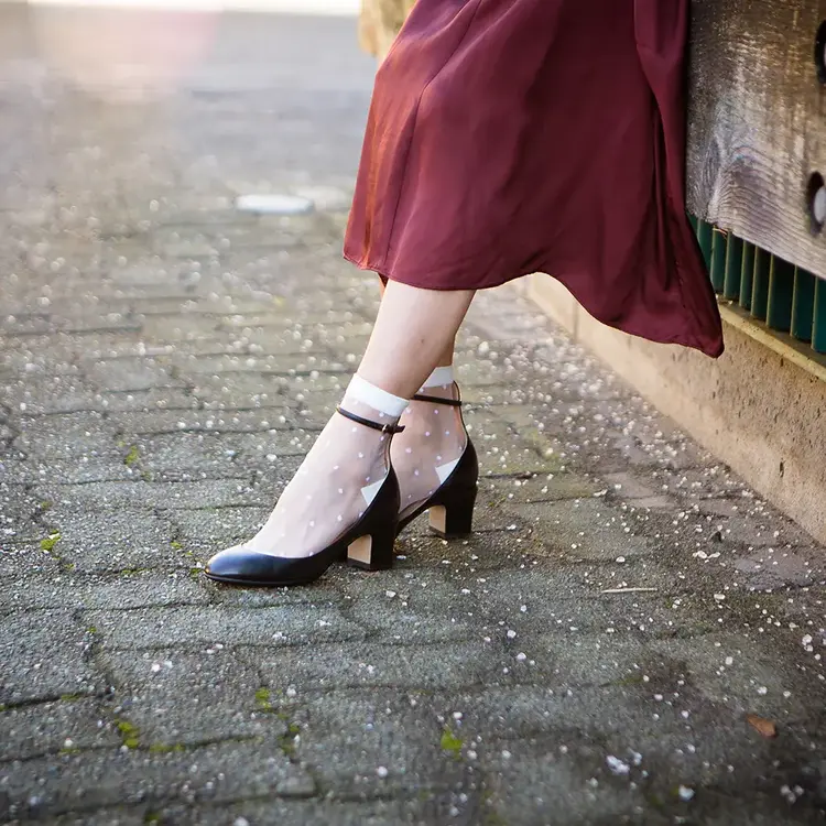 Unified Socks Sheer Dots Socks White