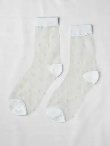 Unified Socks Sheer Dots Socks White