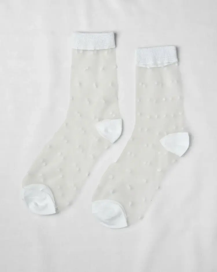 Unified Socks Sheer Dots Socks White