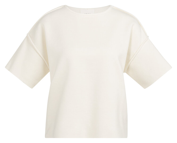 Yaya Sweater with Seams Short Sleeve Ecru