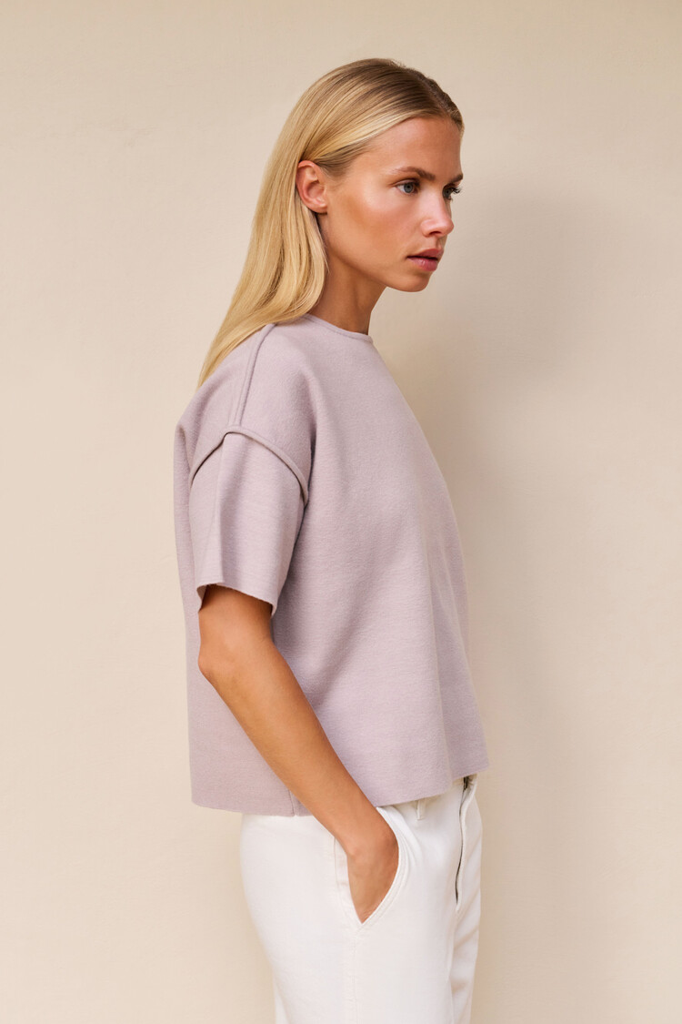 Yaya Sweater with Seams Short Sleeve Mauve Purple