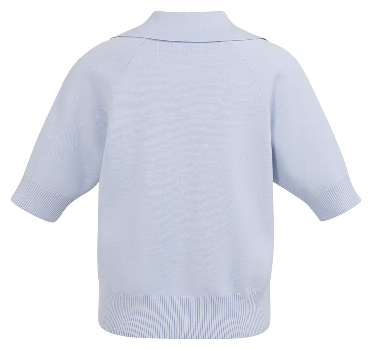 Yaya Short Sleeve Sweater with Collar Ice Blue