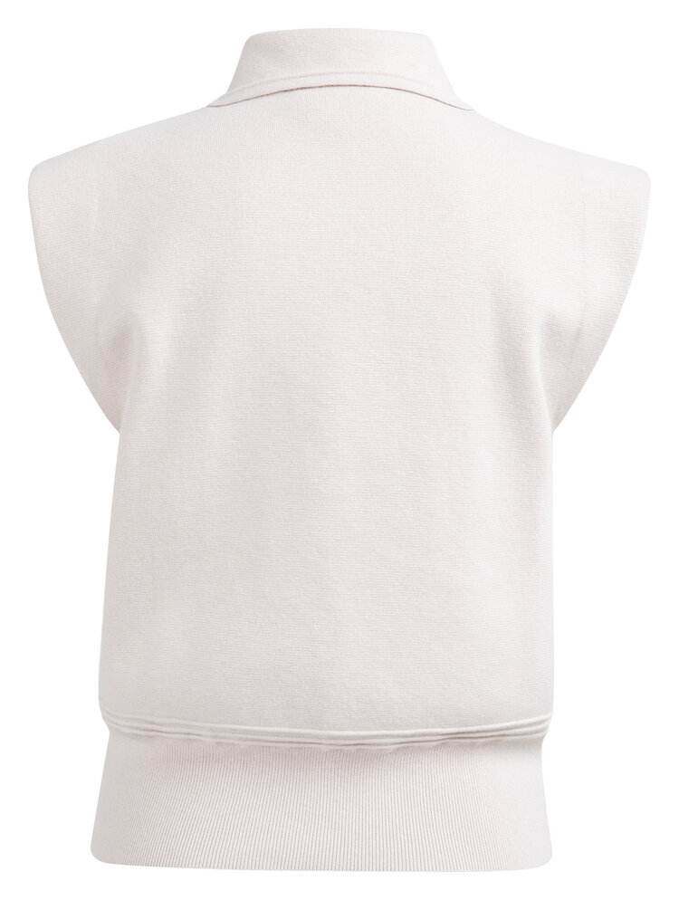 Yaya Sleeveless Sweater with Collar Temple Gray