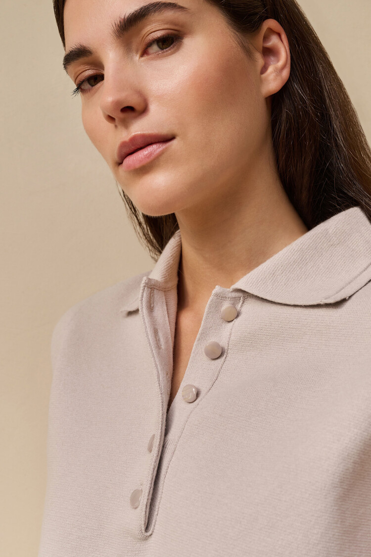 Yaya Sleeveless Sweater with Collar Temple Gray