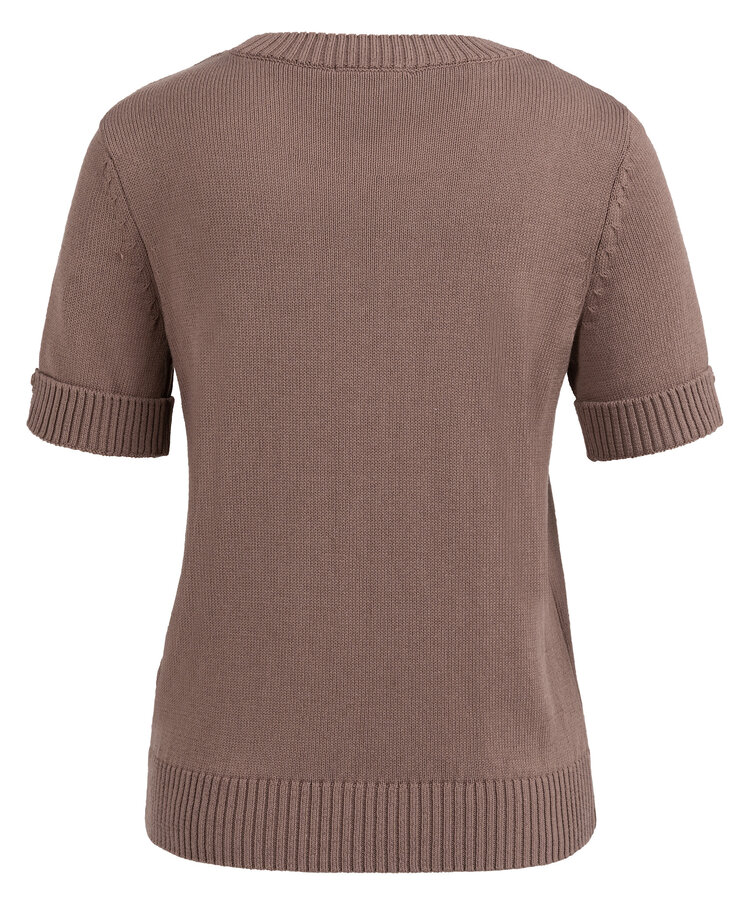 Yaya Knitted Sweater Roll Up Short Sleeve Deep Taupe Brown