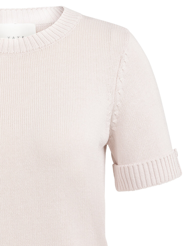 Yaya Knitted Sweater Roll Up Short Sleeve Gray Lilac