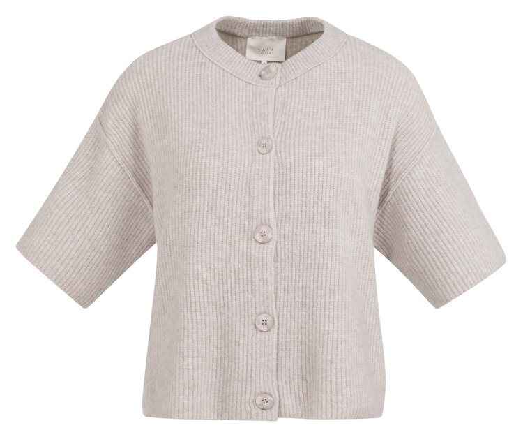 Yaya Cardigan with Wide Short Sleeve Temple Gray Melange