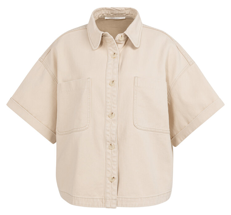 Yaya Denim Twill Short Sleeve Jacket Desert Beige Denim
