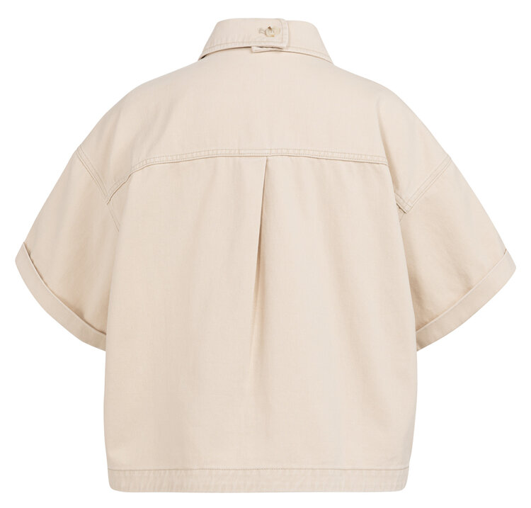 Yaya Denim Twill Short Sleeve Jacket Desert Beige Denim