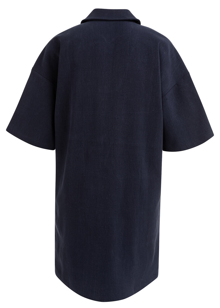 Yaya Half Zip Short Sleeve Polo Dress Navy Blazer Blue