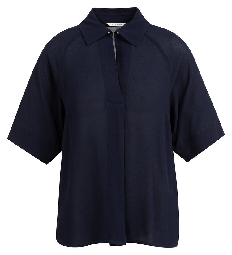 Yaya Short Sleeve Raglan Top with Polo Navy Blazer Blue