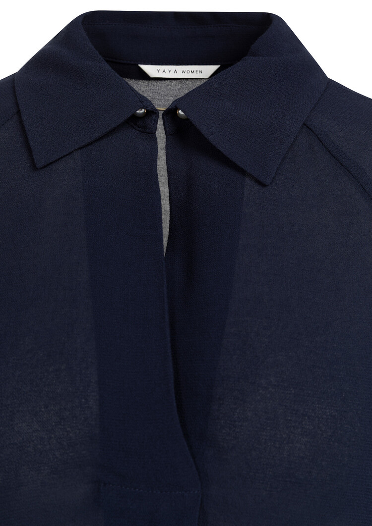 Yaya Short Sleeve Raglan Top with Polo Navy Blazer Blue