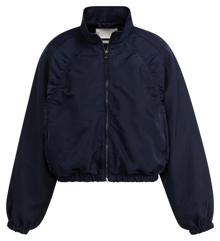 Yaya Short Woven Nylon Oversized Jacket Navy Blazer Blue