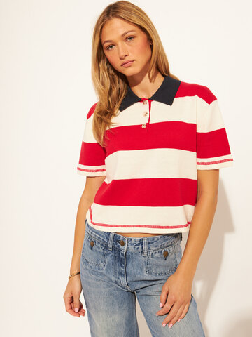 John & Jenn Angelo Polo Shirt Preppy Crimson