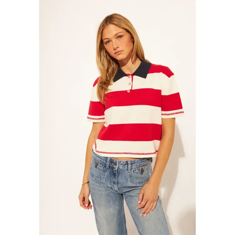 John & Jenn Angelo Polo Shirt Preppy Crimson